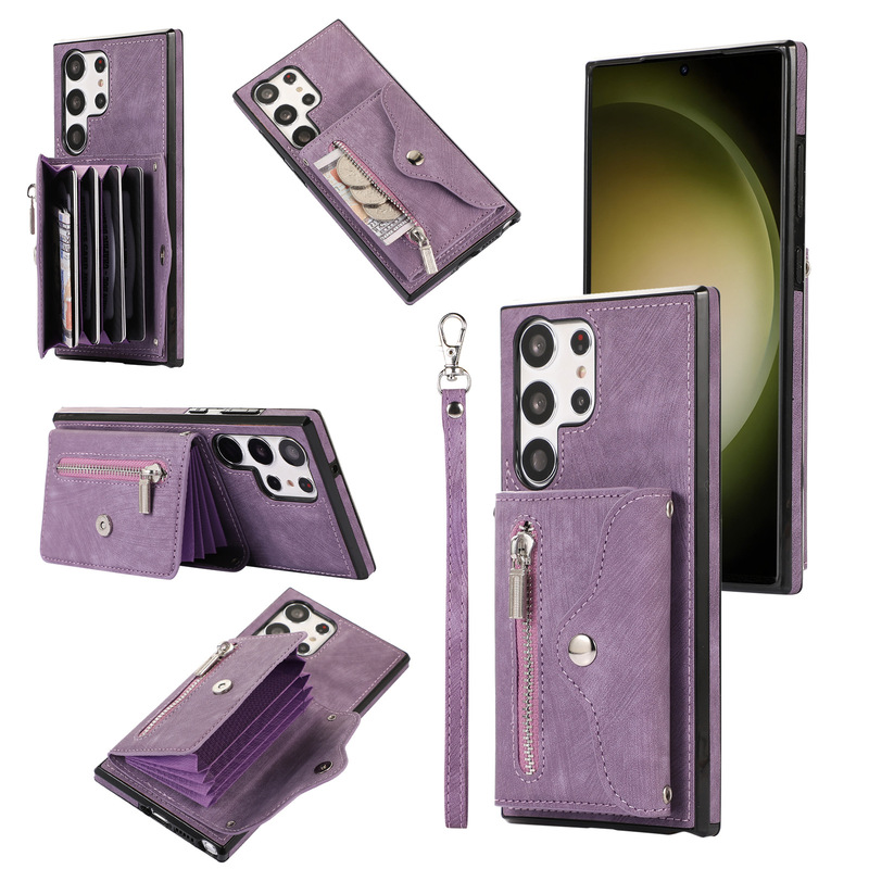 New Samsung Leather Case for S24ULTRA Wallet Mobile Phone Case with Lanyard Sangsung Drop-resistant Protective Case New Samsung Leather Case for S24ULTRA Wallet Mobile Phone Case with Lanyard Sangsung Drop-resistant Protective Case