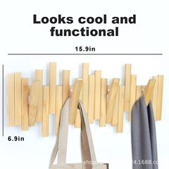 木製革新的なピアノキー洋服ラック無垢材壁フック寝室玄関ドア後部収納コートラック