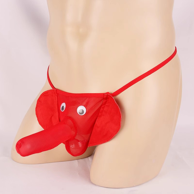 Xiuaisha Men’s Mesh Perspective Elephant Nose Thong, Leopard Print One Size — detail image 12