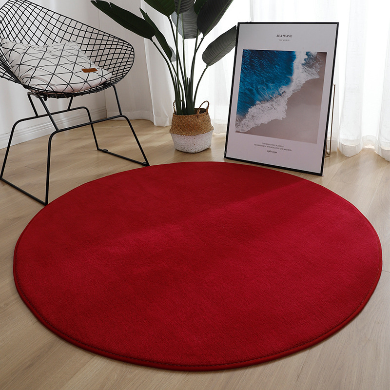 Salón de estar alfombra redonda de coral alfombra simple viento de color sólido estudio computadora silla giratoria alfombra antideslizante alfombra de aislamiento doméstica