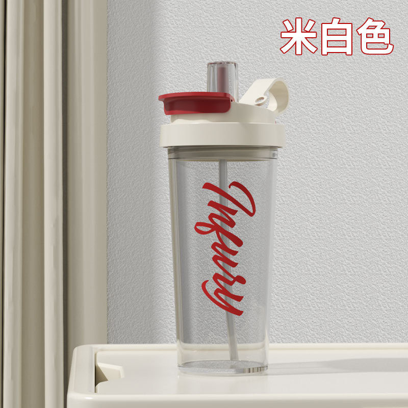 現物高颜値携帯ハンドル両手カップストローカップ女花茶プラスチックスポーツカップ大容量夏|undefined