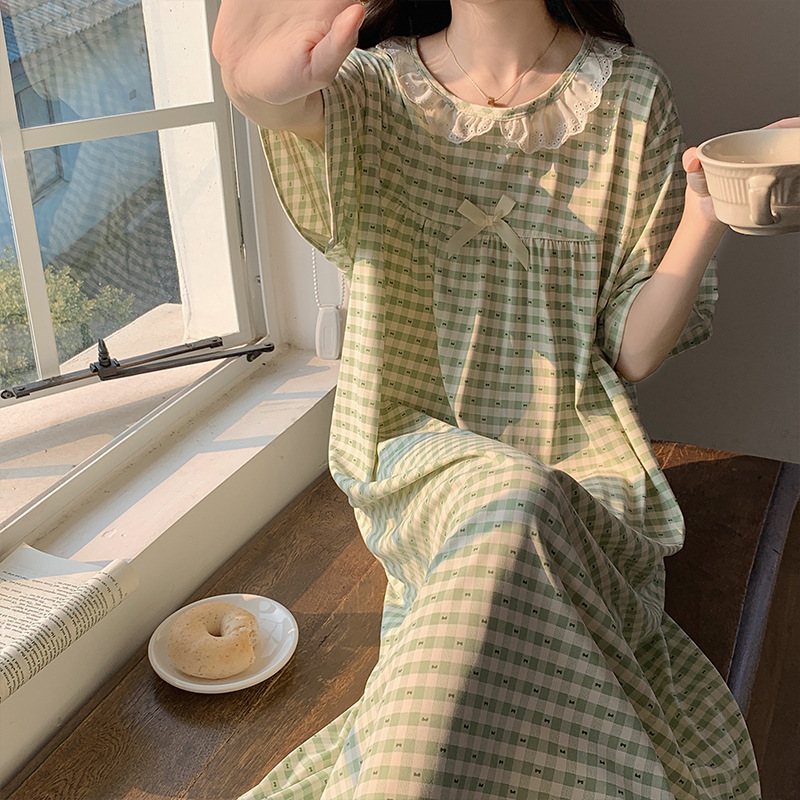 대외 무역 국경 인터넷 연예인 라이브 한국 스타일 인스타그램 스타일 반팔 잠옷 여성 여름 꽃 무늬 느슨한 잠옷 홈 옷