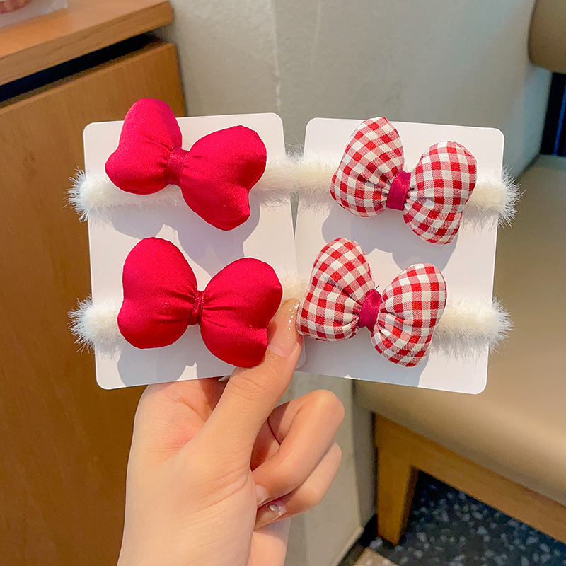 Accesorios para el cabello de los niños arco banda para el cabello Niñas Otoño e Invierno cuerda para el cabello de felpa Niña Linda tocado lazo banda de goma para el cabello
