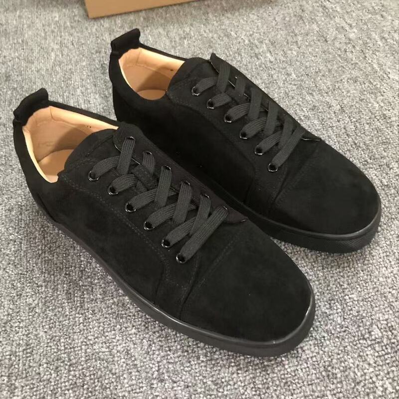新しい 2025cl 電気刺繍紳士靴赤底靴黒刺繍ロートップレースアップカジュアルシューズ女性の靴カップルスポーツ|undefined