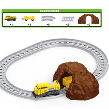 兒童磁性小火車卡通電動軌道工程車兒童趣味場景玩具