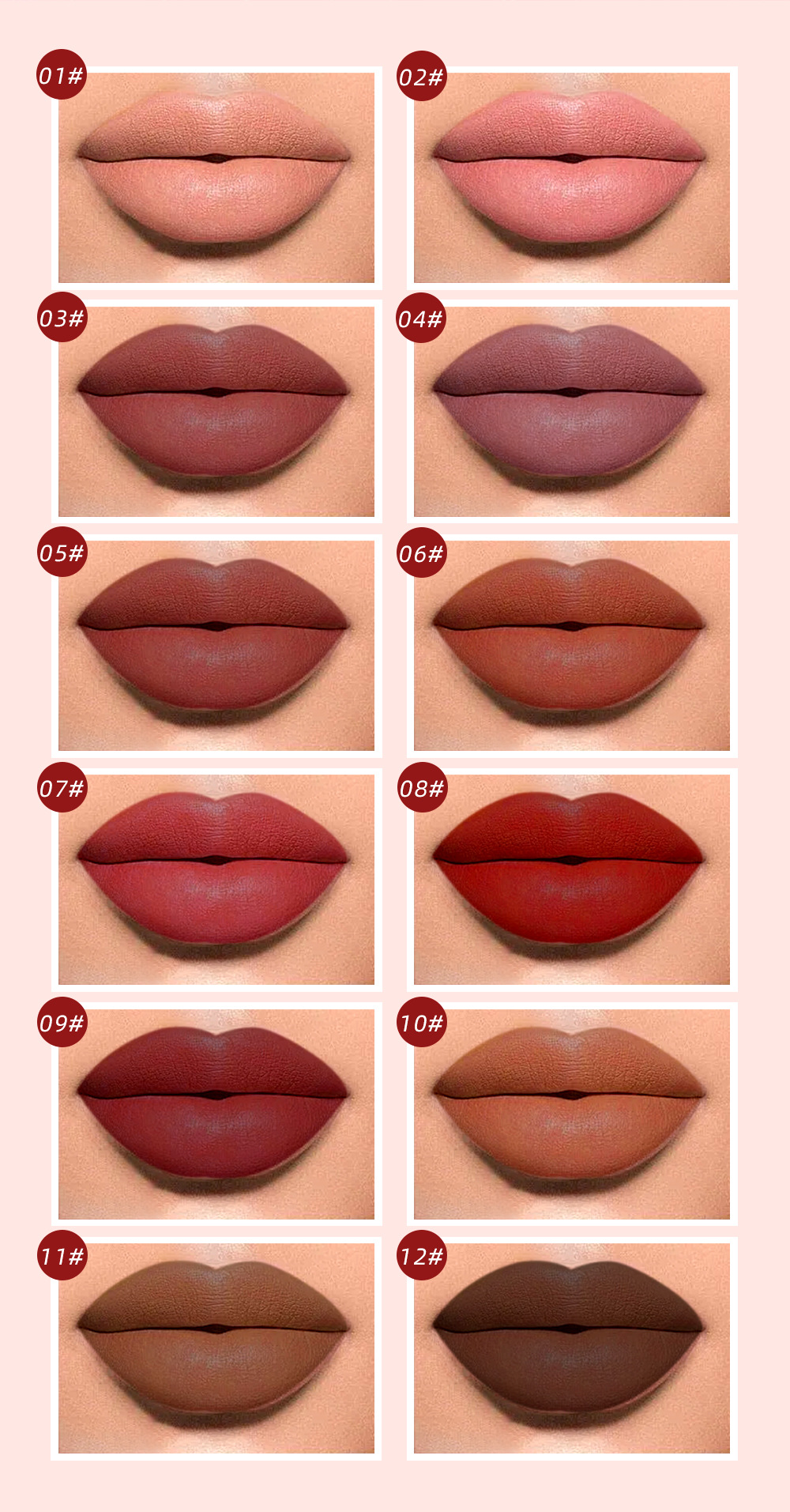 Carina QIBEST Matte Stick Cups, Lipgloss ist langlebig und verblasst nicht leicht, flüssiges Lippenstift-Set-Make-up_voghion.com
