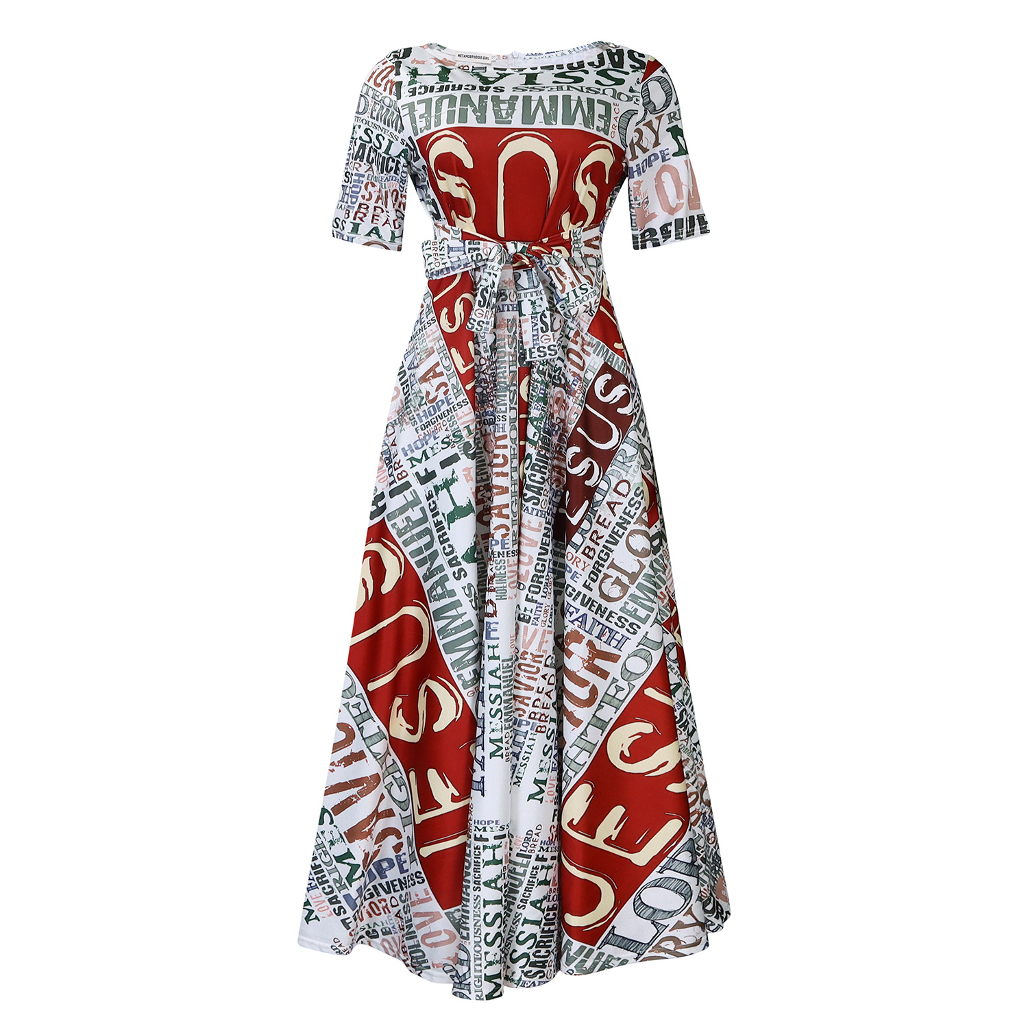 Plus Size African Style Dress Fashionable Short Sleeve A Line Tie Detail Perfect for Summer Events Wholesale