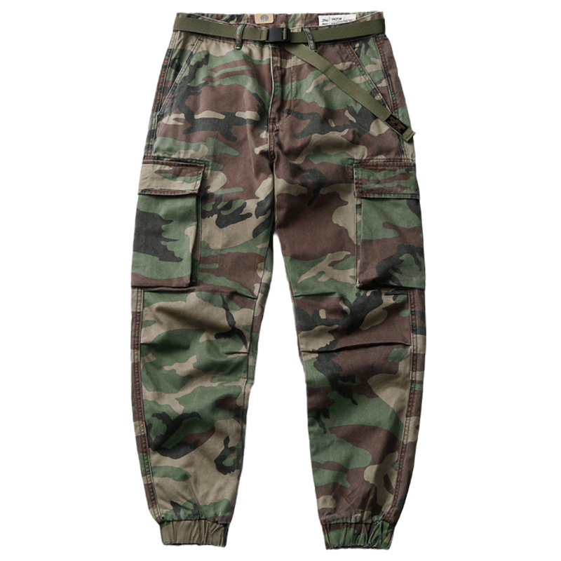 GDDQSDC tipo duro camuflaje táctico overoles hombres y mujeres de estilo americano retro casual suelta pantalones atados al tobillo pantalones de moda Primavera