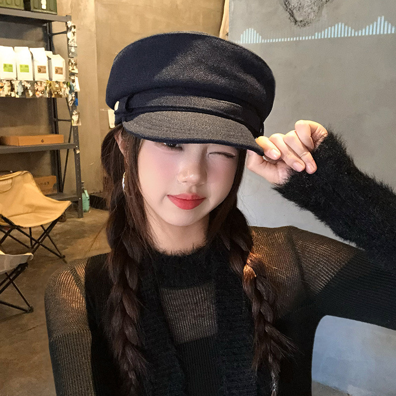 高级感贝雷帽子女秋冬季时尚百搭显脸小画家帽清新甜美八角报童帽|undefined
