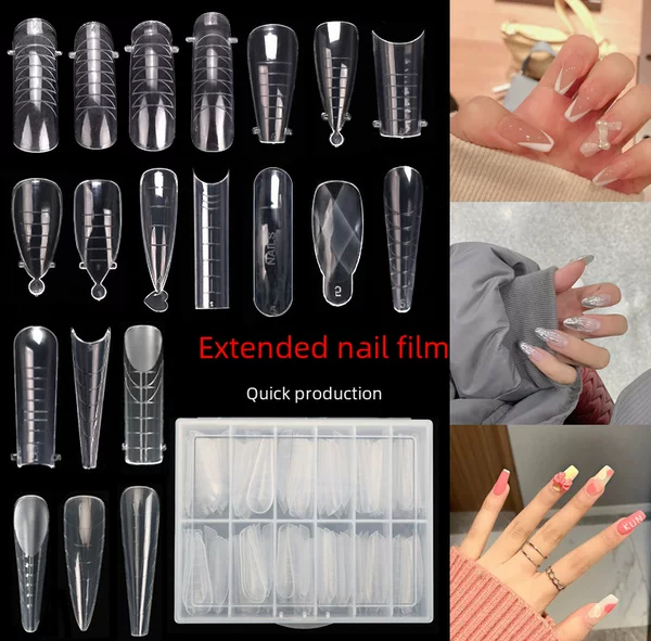 Nail Extension Mold, Crystal Nail Tips, 120 Pieces in a Box, Ballet Almond Nail Mold with Scale, Yellow Skin Tone Brightening