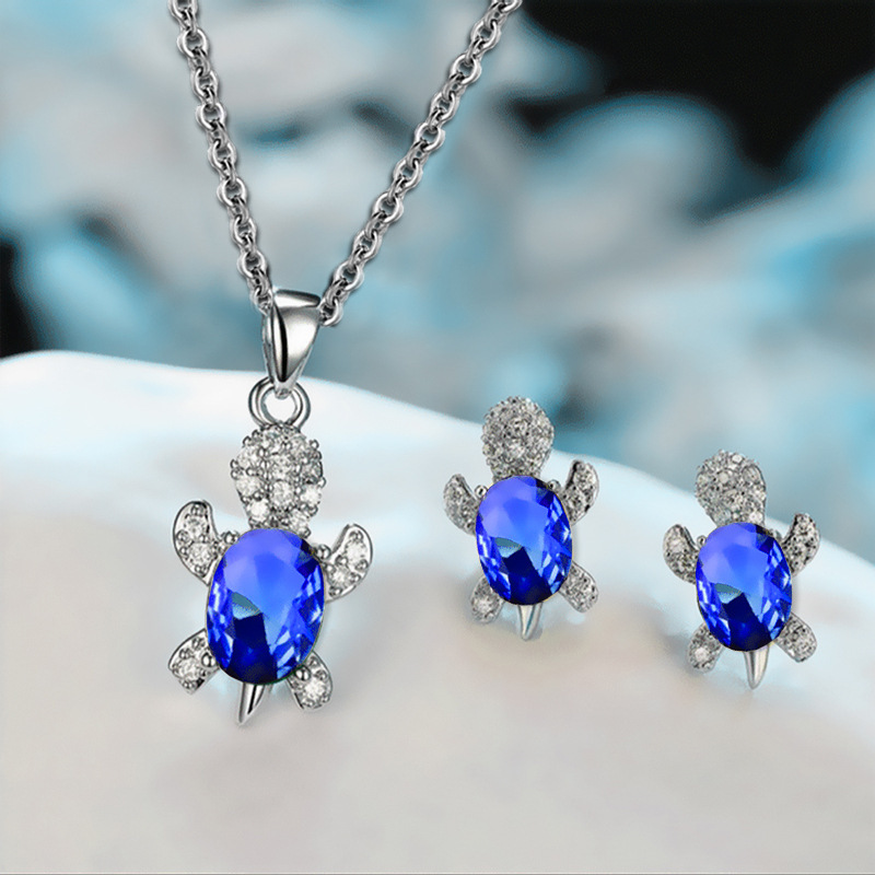 Yunjin europeo y americano Venta caliente moda nicho diseño tortuga pendientes collar traje animal femenino serie joyería al por mayor