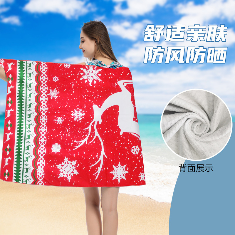 Quick-drying beach bath towel terry printing soft microfiber fitness sports towel absorbent non-stick sand Quick-drying beach bath towel terry printing soft microfiber fitness sports towel absorbent non-stick sand