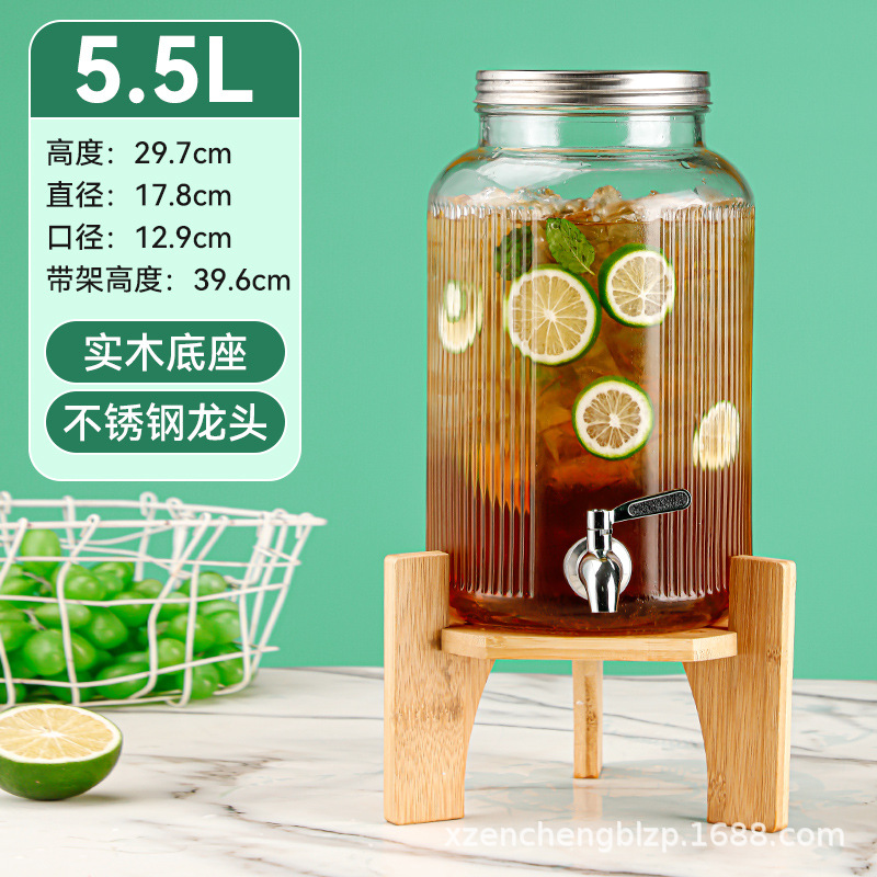 Jarra de vidrio para el hogar de gran capacidad al por mayor, moderna jarra para agua fría, recipiente para bebidas, jarra para jugo con grifo