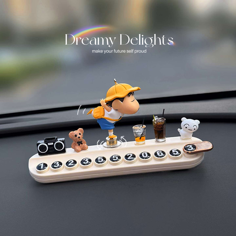 Rotating Xiaoxin Temporary Parking Number Plate for Car, In-Car Moving Car Phone Number Sign, Creative Car Decoration, Cute