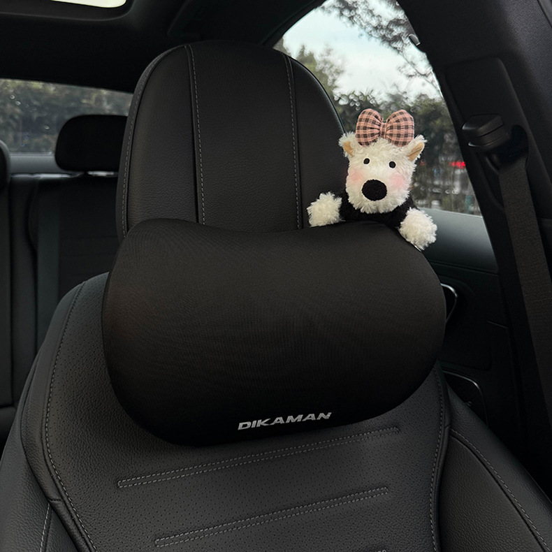 2025 New Model Car Headrest Memory Foam Car Seat Neck Pillow Cute West Highland Terrier Doll for Car Use
