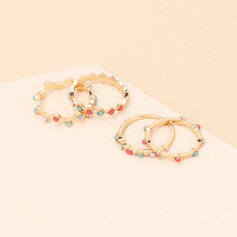 Alloy Material Fashion Color Miyuki Beads Fashion Personality Ring Combination Set