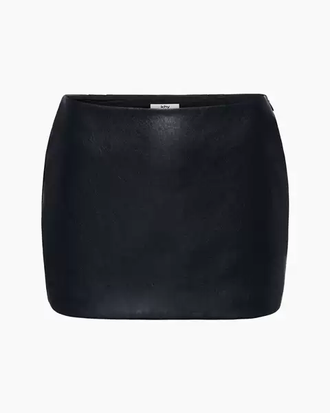 Leather one-line skirt