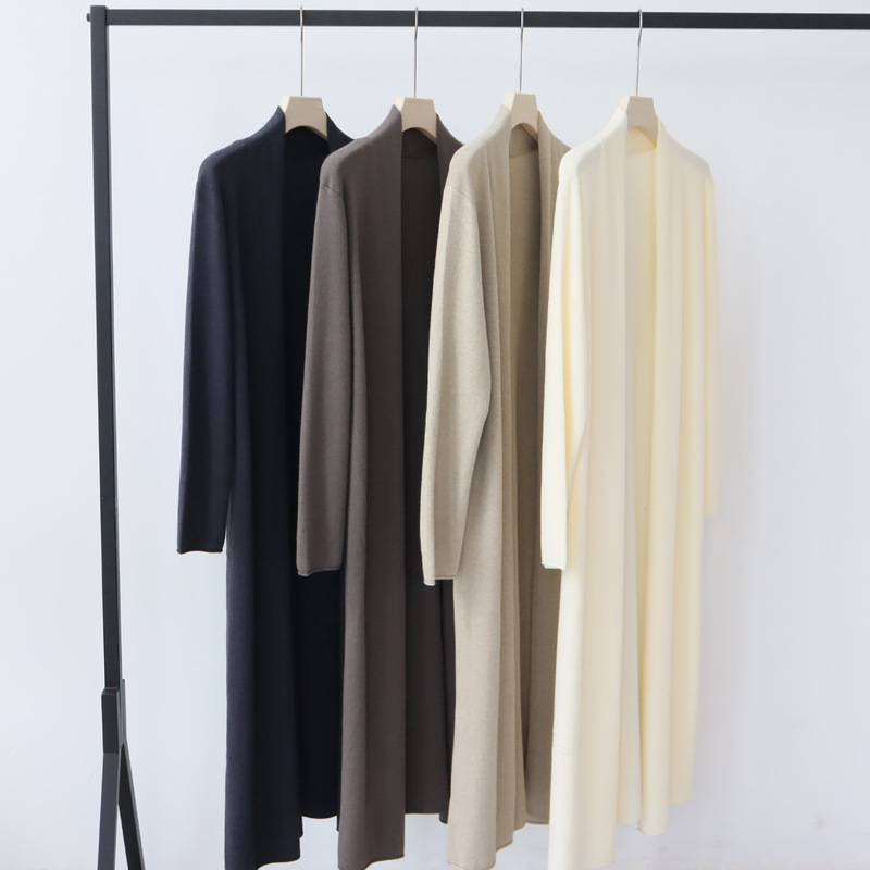 Early Autumn Wear High-end Wool Blended Knitwear Women's Cardigan Autumn and Winter Lazy Wind Long Sweater Coat