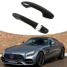 适用于奔驰C级E S Cls Amg Gt 拉手碳钎纹车门把手贴车身装饰用品