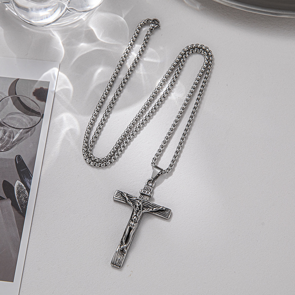 Collier Pendentif En Acier Au Titane Croix Hip-hop 1 Pièce display picture 1