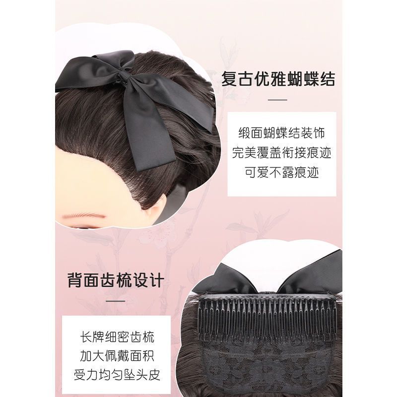 Peruca de caballo de mujer alta simulación retro cheongsam peinado de oro polvo familia de la República de Roma cabello largo trenzas de caballo falsas