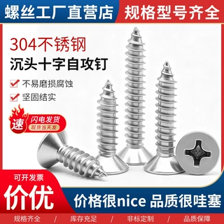 304不锈钢自攻螺丝GB846十字平头自攻钉沉头加长木螺丝钉M4M5M6M8