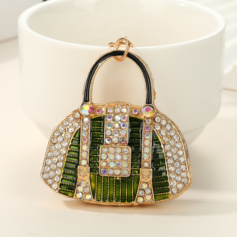 New European And American Style Diamond-embellished Small Crossbody Car Keychain Women's Bag Pendant Metal Keyring_voghion.com