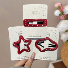 儿童波点发夹红色系甜美星星bb夹头百搭小女孩侧边刘海夹女童发饰