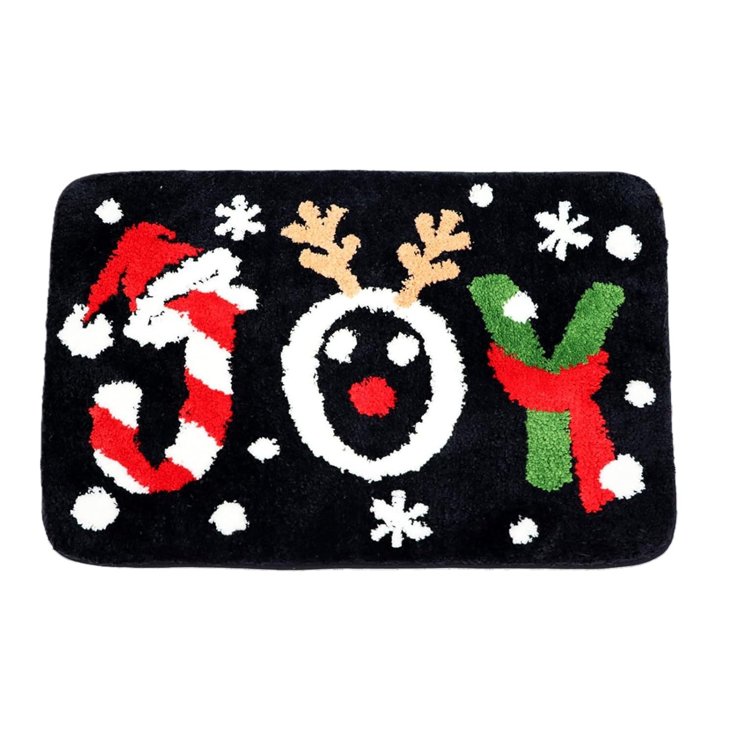 Alfombra navideña de cachemira – tapete decorativo absorbente para puerta o sala, fácil de limpiar