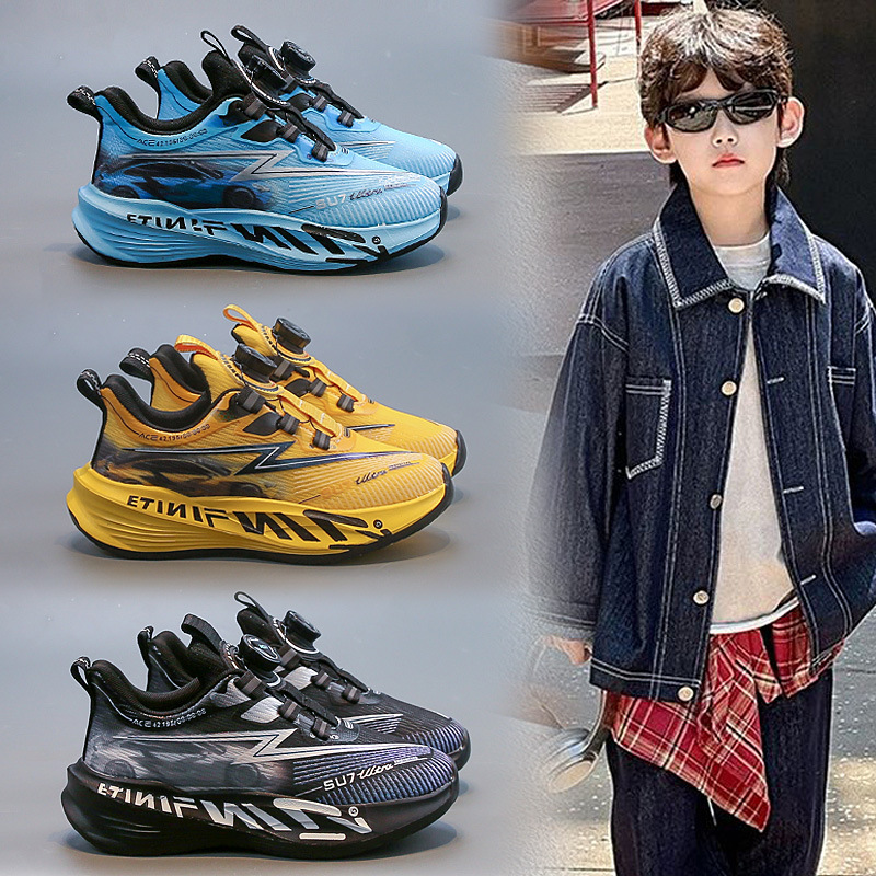 Middle and Large Children's Running Shoes 2025 Autum Popular Fashionable and Versatile Boys' Sports Shoes Soft Sole Non-Slip Casual Shoes