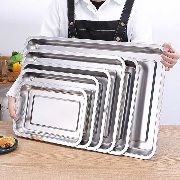 Stainless Steel Plate, Rectangular Tray, Grilled Fish Plate, Thickened Dumpling Plate, Commercial Barbecue Plate, Cold Dish Plate Stainless Steel Plate, Rectangular Tray, Grilled Fish Plate, Thickened Dumpling Plate, Commercial Barbecue Plate, Cold Dish Plate