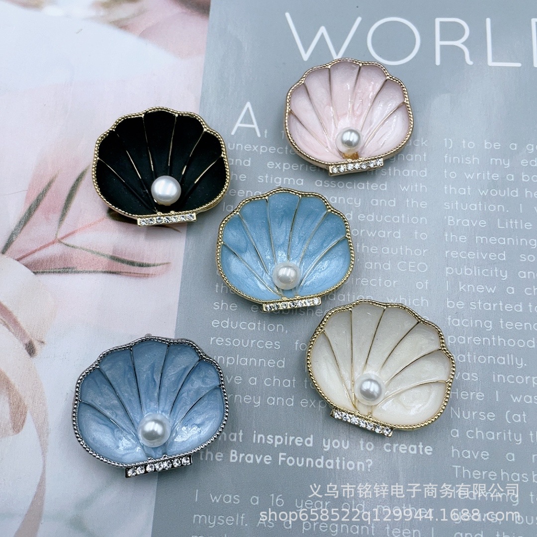 Korean creative enamel pearl shell brooch simple elegant ocean scallop brooch in stock wholesale