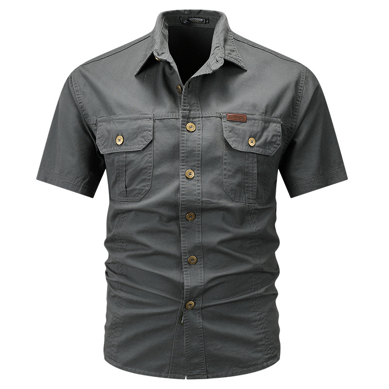 Summer military short-sleeved shirt men's work clothes cotton workwear shirt outdoor loose men's shirt non-ironing Summer military short-sleeved shirt men's work clothes cotton workwear shirt outdoor loose men's shirt non-ironing