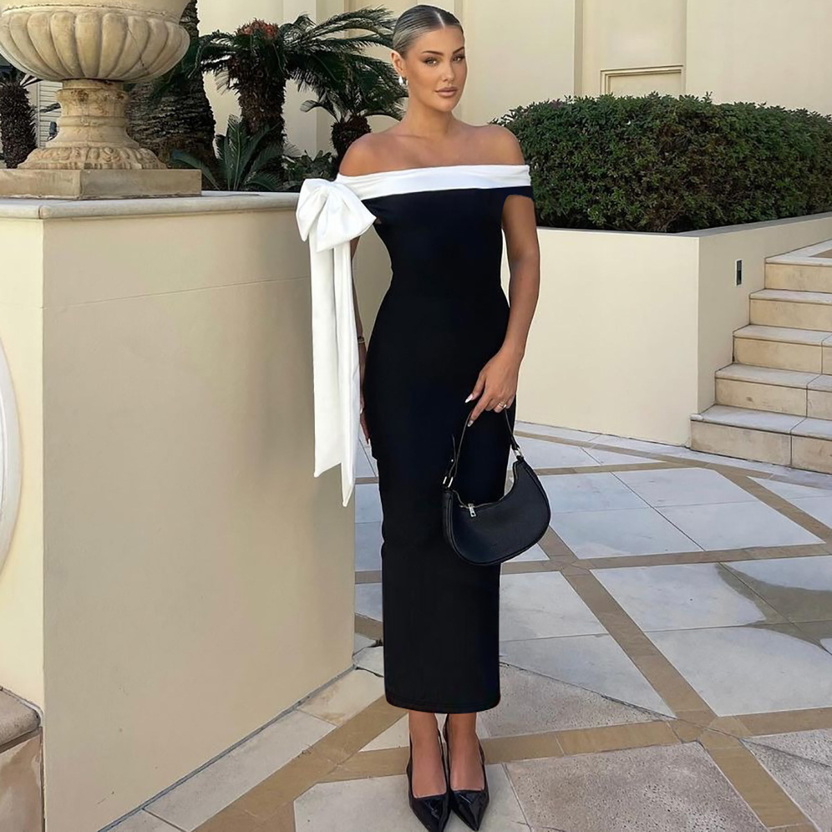 Estilo europeo y americano ropa de mujer transfronteriza otoño e invierno nueva moda temperamento tirantes de un solo hombro sin mangas bolso delgado vestido de cadera mujeres image 7