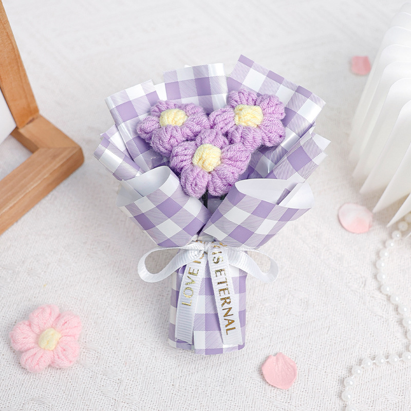 仿真迷你泡芙花束针织毛线花仪式感伴手礼生日礼物女友口袋小花|undefined