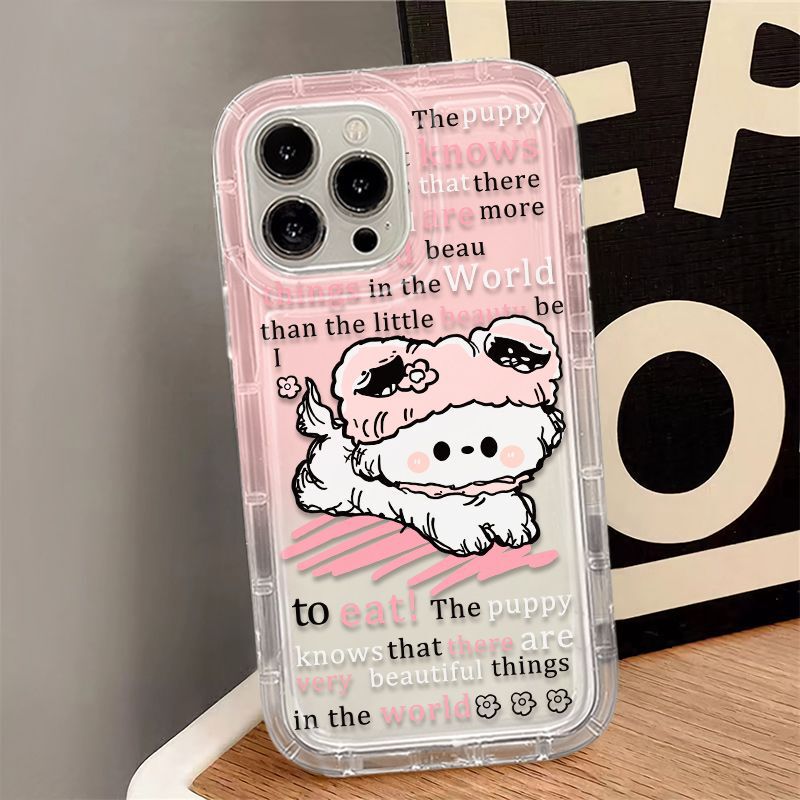Good-Looking Iphone17 Mobile Phone Case Cartoon Cat 16Promax Women's Model Apple 11 Anti-Fall 12 Transparent Anti-Fall