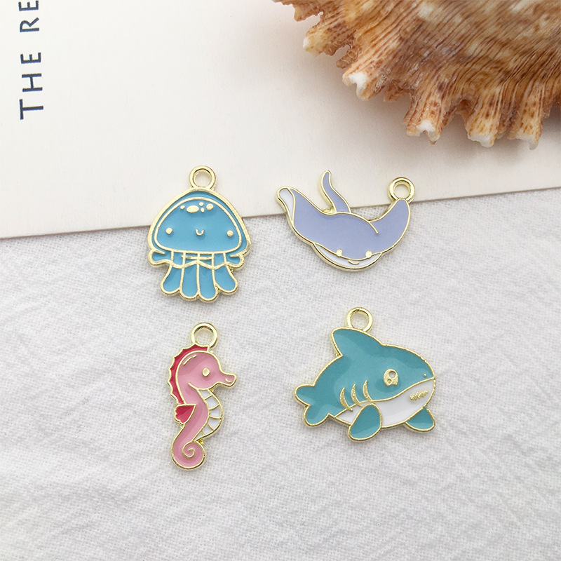 Oil-dripping alloy Marine shark, starfish, mermaid, dolphin pendant, diy bracelet, necklace accessory, pendant pic 12