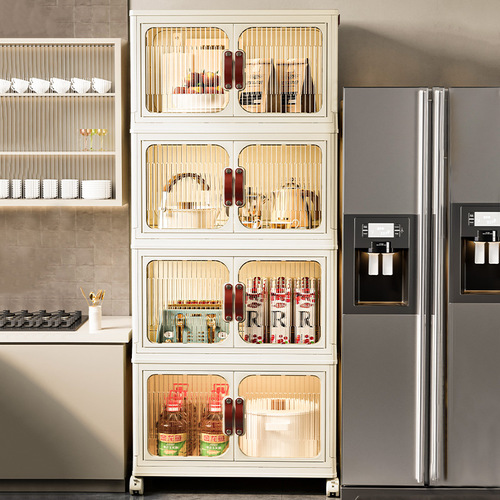 Plastic folding cabinet installation-free storage cabinet Baby books, clothes and toys storage cabinet Children's snack storage box
