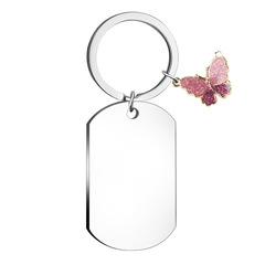 New blank military-style stainless steel keychain small accessories creative trendy DIY key ring bag hook decoration
