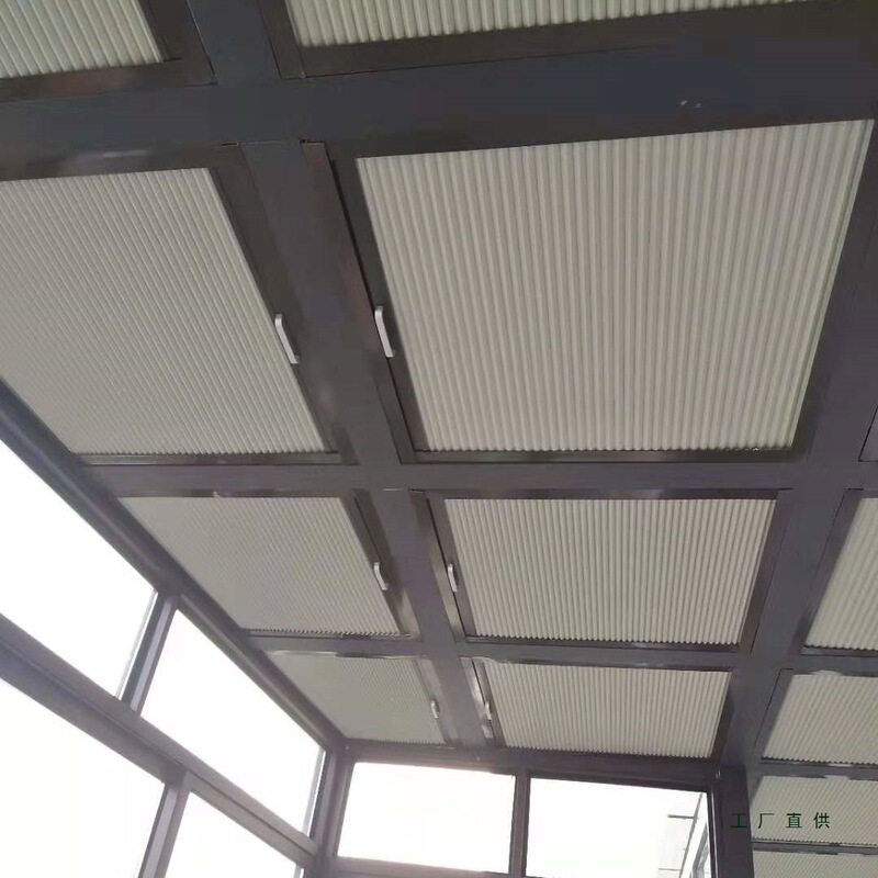 Sunroom Sunshade Top Curtain Balcony Skylight Sunshade Curtain Glass Room Insulation Curtain Electric Ceiling Full Blackout Honeycomb Curtain
