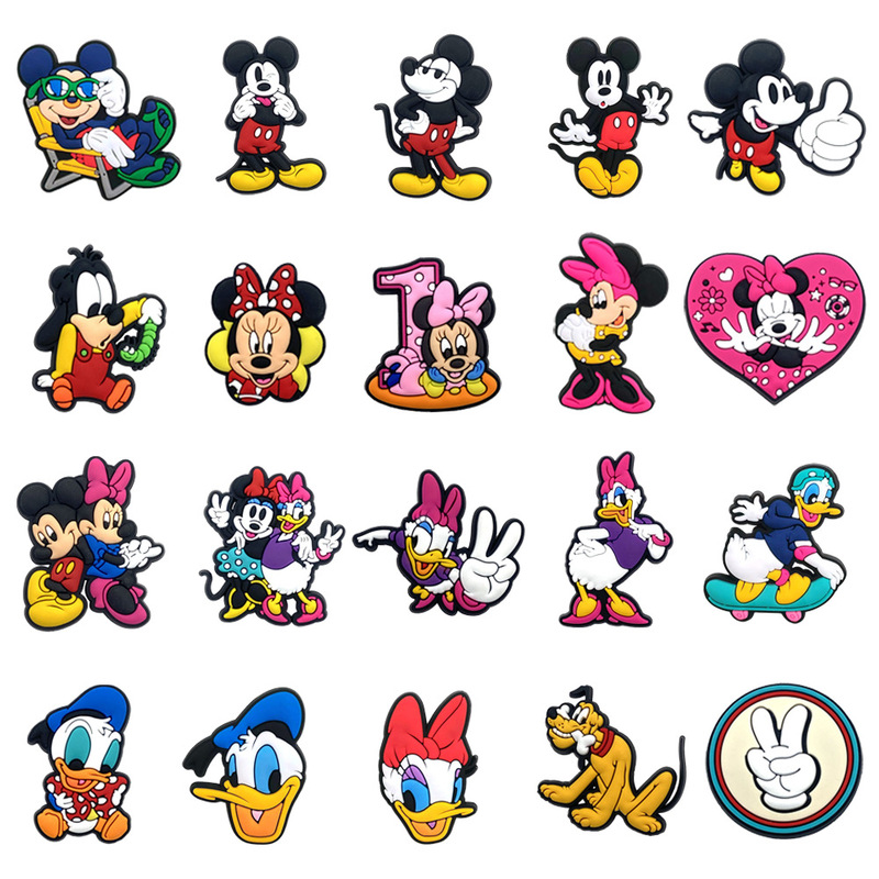 Cute Mickey and Minnie Hole Shoe Accessories Pvc Soft Rubber Shoe Buckle DIY Shoe Flower Shoe Decoration Garden Shoe Accessories Creative