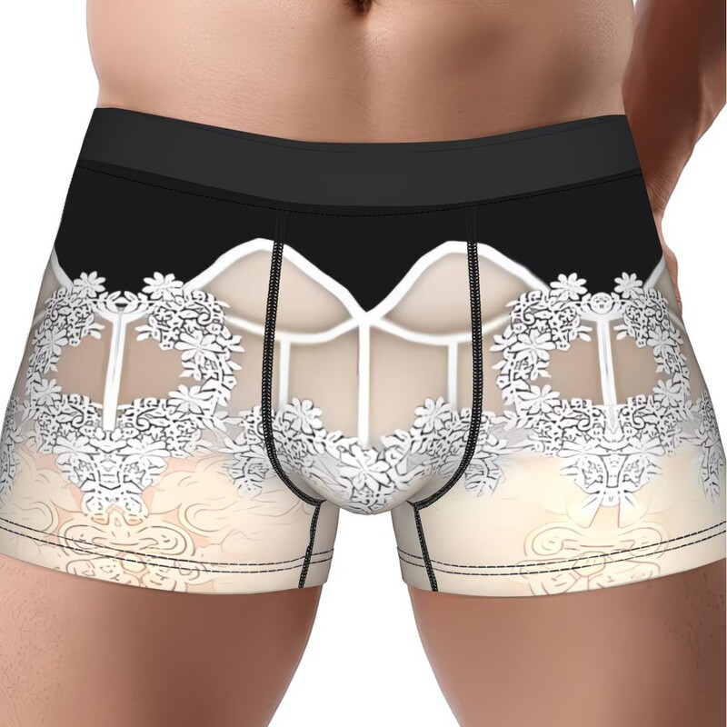 Manufacturer Wholesale Funny Lace Men's 3D Printed Boxer Briefs, Stretchy and Breathable, Cross-Border European and American Amazon