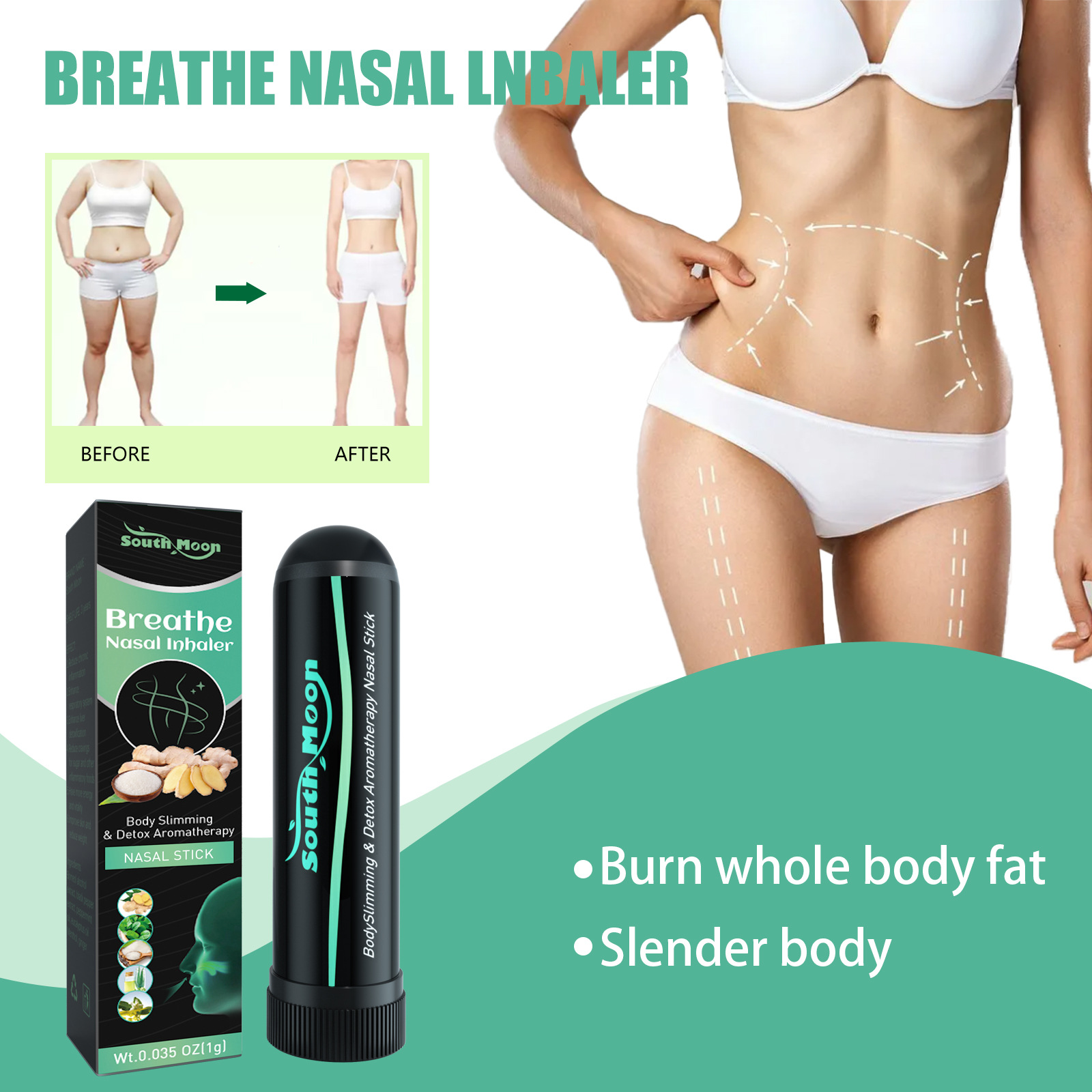 South Moon Slimming Tube Shaping, Firming, Beautifying Body Energy Cooling and Refreshing Mint Nose Stick_voghion.com