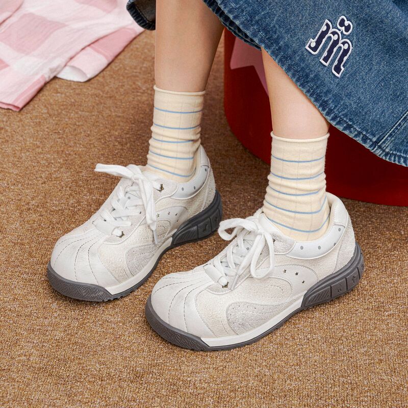 Masuism 2025 New Versatile Flat Sneakers for Women, Autumn Niche Design, Chunky Casual Shoes