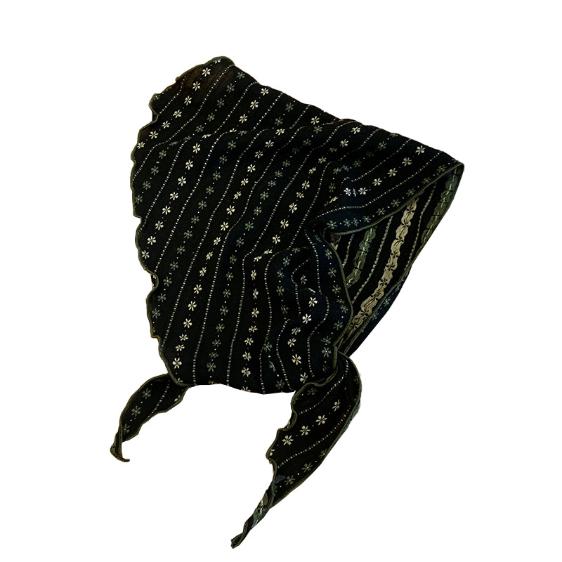 Bufandas triangulares mujeres primavera y verano nuevo estilo japonés y coreano estilo retro bufandas de moda universal bufandas pastorales bufandas de seda correa de pelo