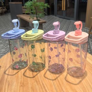 Student sippy cup water cup new female student sports high color value large capacity summer accompanying portable plastic cup