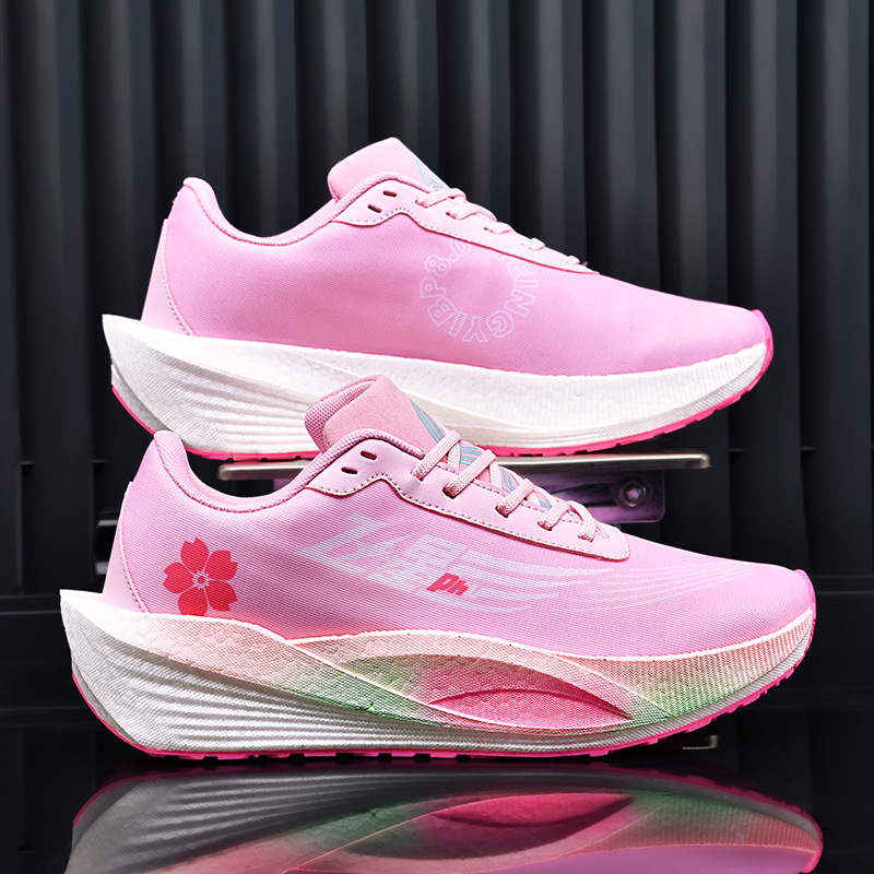 National Tide realmente explosiva suela suave amortiguación rebote carreras zapatos para correr hombres y mujeres de todo fósforo suela gruesa antideslizante pareja zapatos deportivos de tablero de carbono