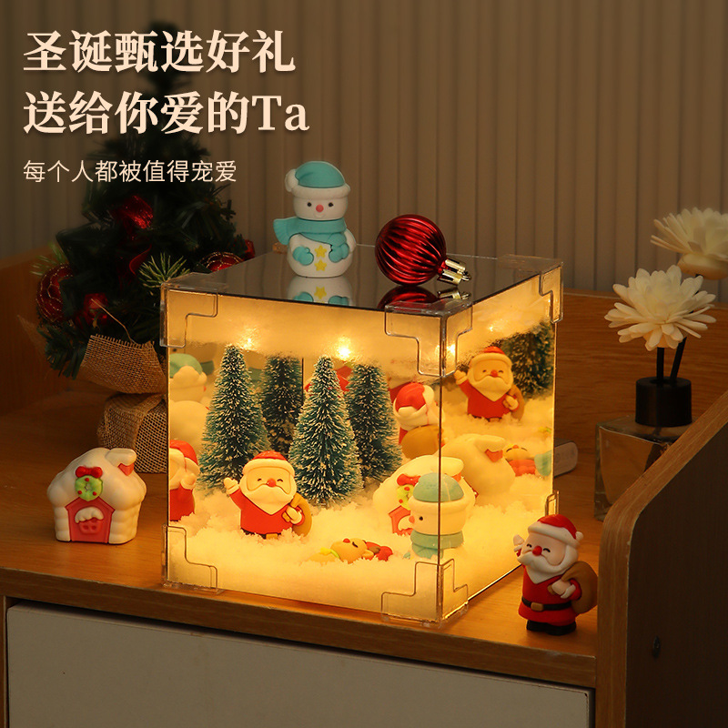 국경 간 크리스마스 장식 크리스마스 루빅스 큐브 나이트라이트 오래 된 눈사람 장식 나이트 라이트 데스크탑 장식품