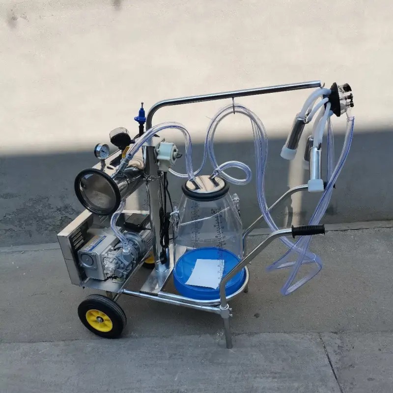 Máquina de ordeño tipo bomba de vacío móvil tipo pistón de cuatro extremos máquina de ordeño de succión de leche equipo de cría para vacas, ovejas y camellos