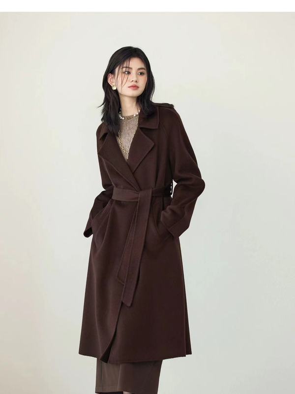 伊*L女装2025秋季新款重工羊毛大衣翻领双面毛呢外套女1G9970081|undefined